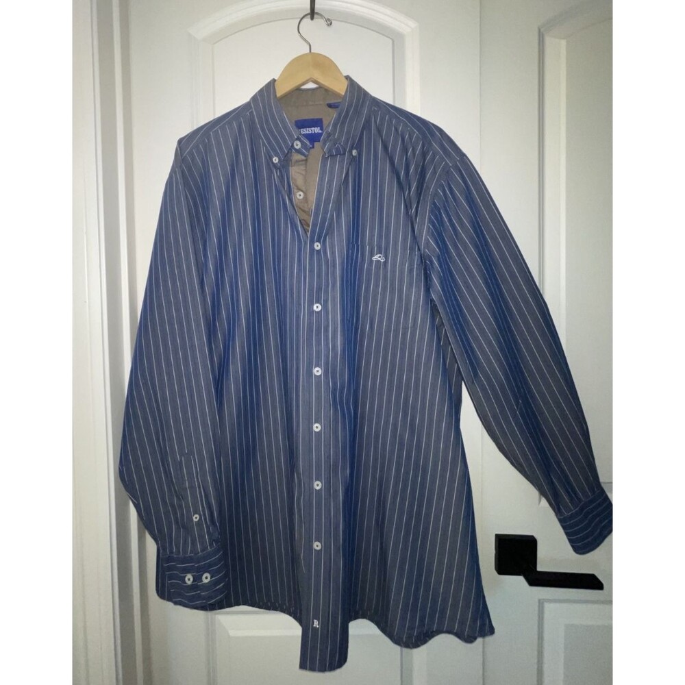 Resistol Mens Long Sleeve Button Front 2XL Navy Shirt 100% Cotton